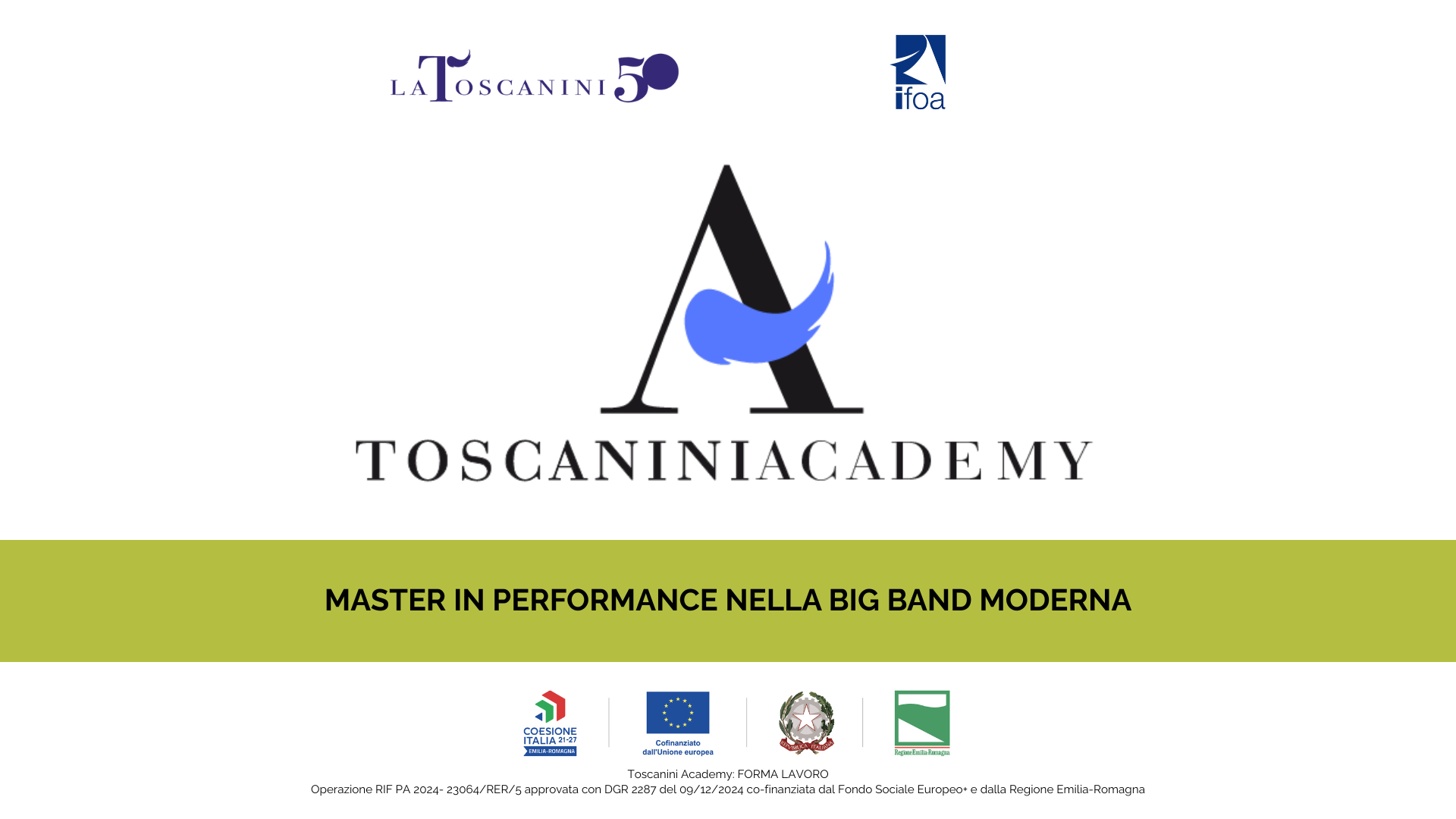 Toscanini Academy_banner Master in performance nella Big Band moderna